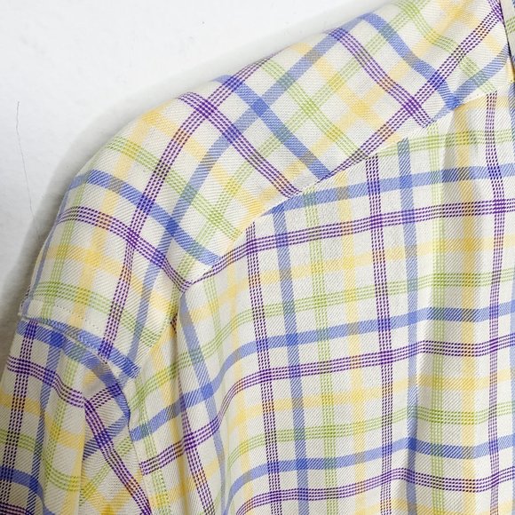 Ermenegildo Zegna Italy Large Plaid Check Pastel Color Yellow Purple Easter Mens - Picture 14 of 17